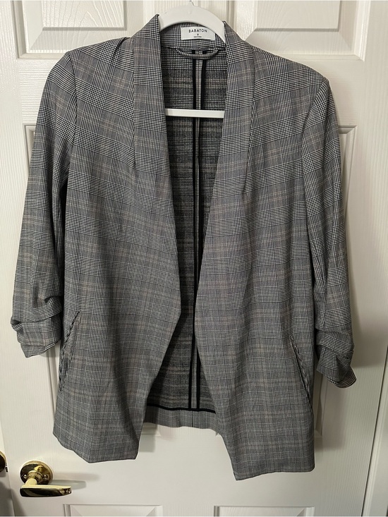 Babaton Jackets & Blazers - Babaton Gray Glen Plaid Open-Front Blazer Size 2